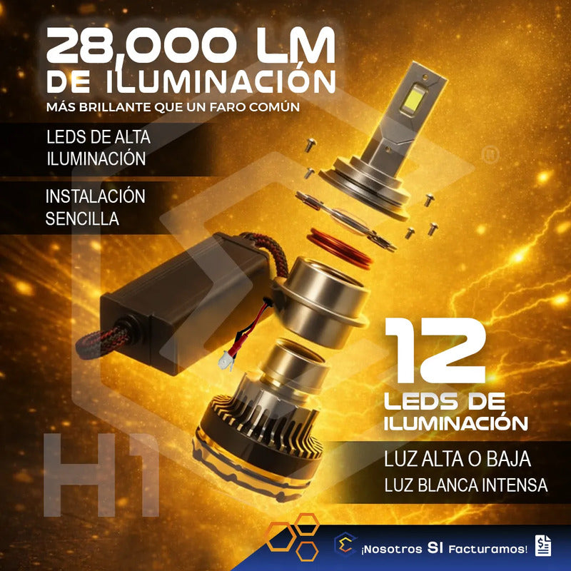 2 Focos Led H1 Canbus Ventilador Alta Baja 28000lm 71w 9-36v H1