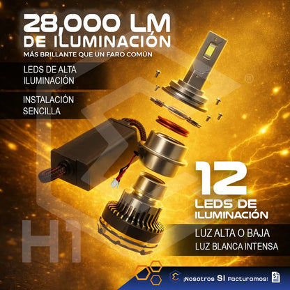 2 Focos Led H1 Canbus Ventilador Alta Baja 28000lm 71w 9-36v H1