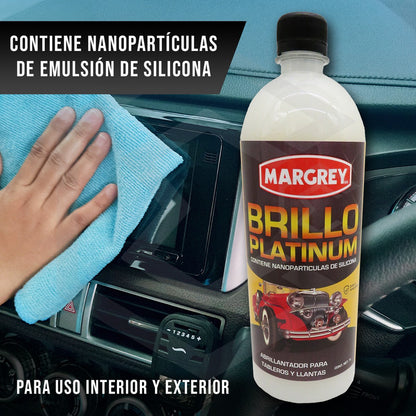 2 Brillo Platinum Tablero Y Llantas Silicona No Grasoso 1l Blanco