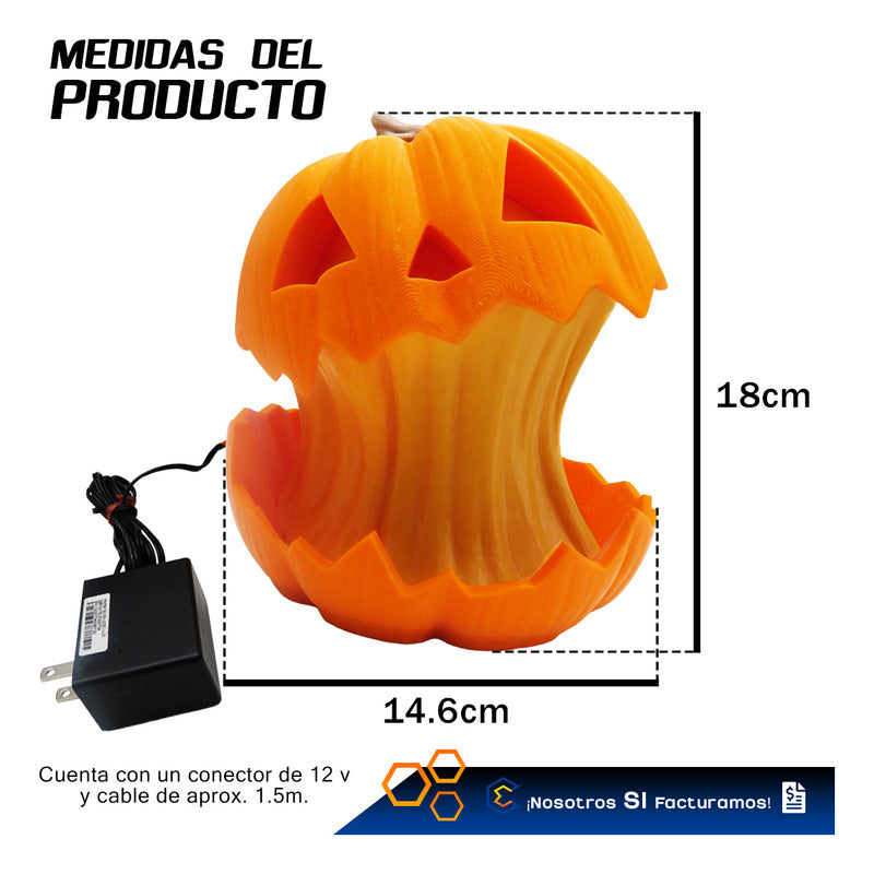 Lámpara Calabaza Luz Led Halloween Decoracion Impresión 3d Naranja