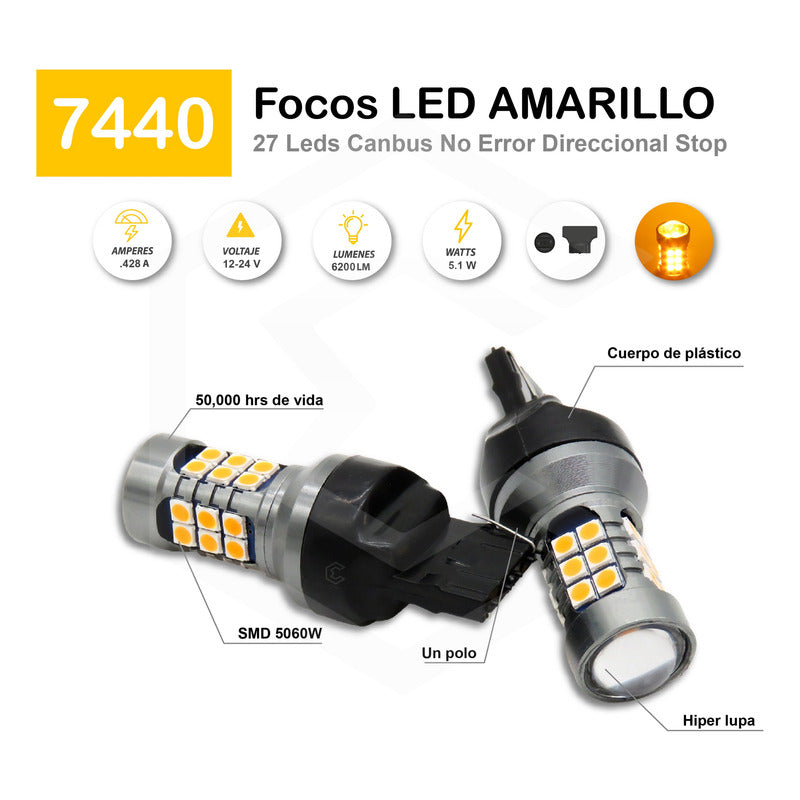 2 Focos 27 Led 1156 1157 3157 7440 7443 No Error Stop Cuarto