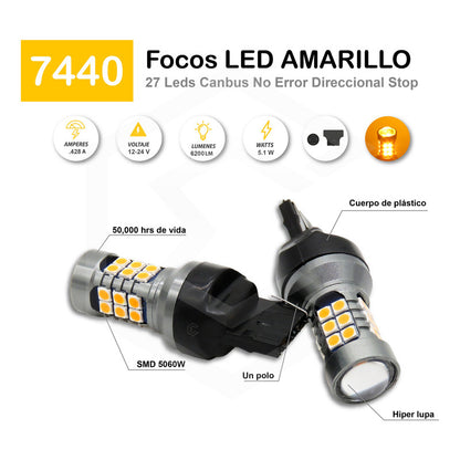 2 Focos 27 Led 1156 1157 3157 7440 7443 No Error Stop Cuarto
