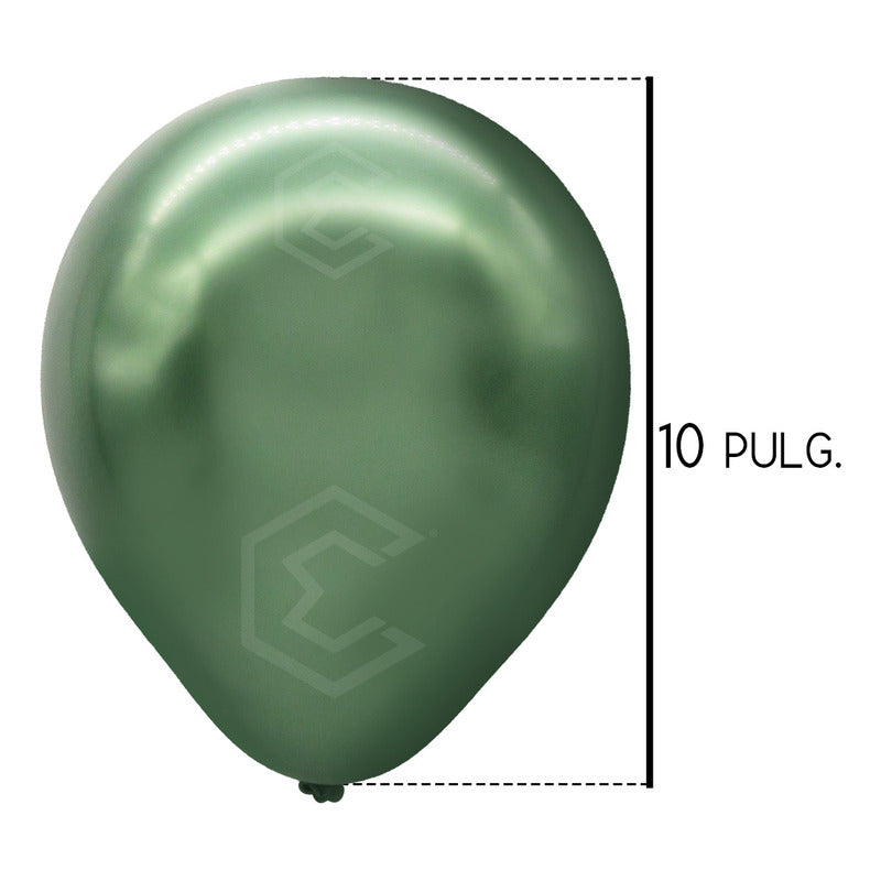 Bolsa 50 Globos Verde Metalizado #10 Fiestas Y Bodas Latex