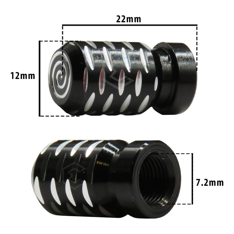 Kit 4 Tapon Cubre Pivote Válvula Metálico Espiral Auto Moto