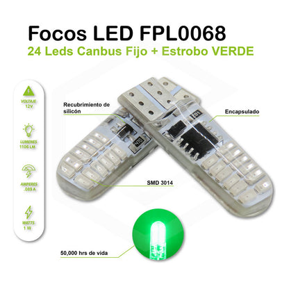 Kit De 10 Focos De Pellizco 24 Leds Canbus Fijo+estrobo 12v