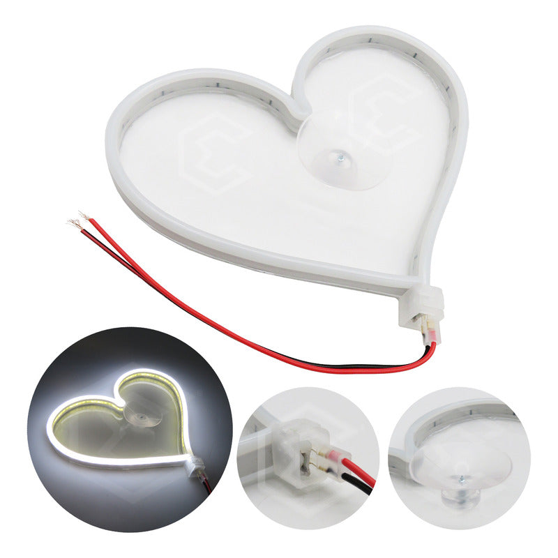 Figura Corazon Led Luz Neon Parabrisas Chupón Grande26cm 12v