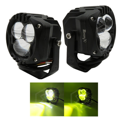 Par De Faros Cuadrado Bicolor 5 Leds Hiper Lupa Fijo 12-24v