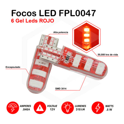 Kit De 10 Focos De Pellizco T10 6 Gel Leds Smd Alta Potencia