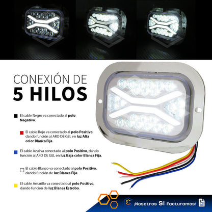 Par De Plafon 24 Leds Rectangular Aro Gel 4 Funciones 12-24v