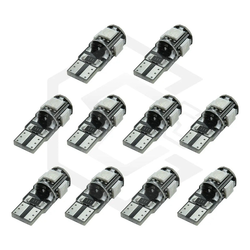 Kit De 10 Focos De Pellizco T10 5  Leds 5050 Alta Potencia