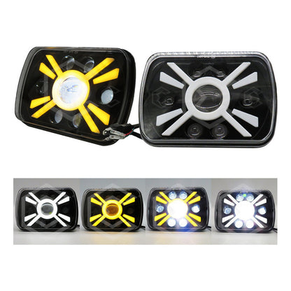 Par De Faros Unidad 5x7 Rectangular Bicolor Led Cree 12-24v