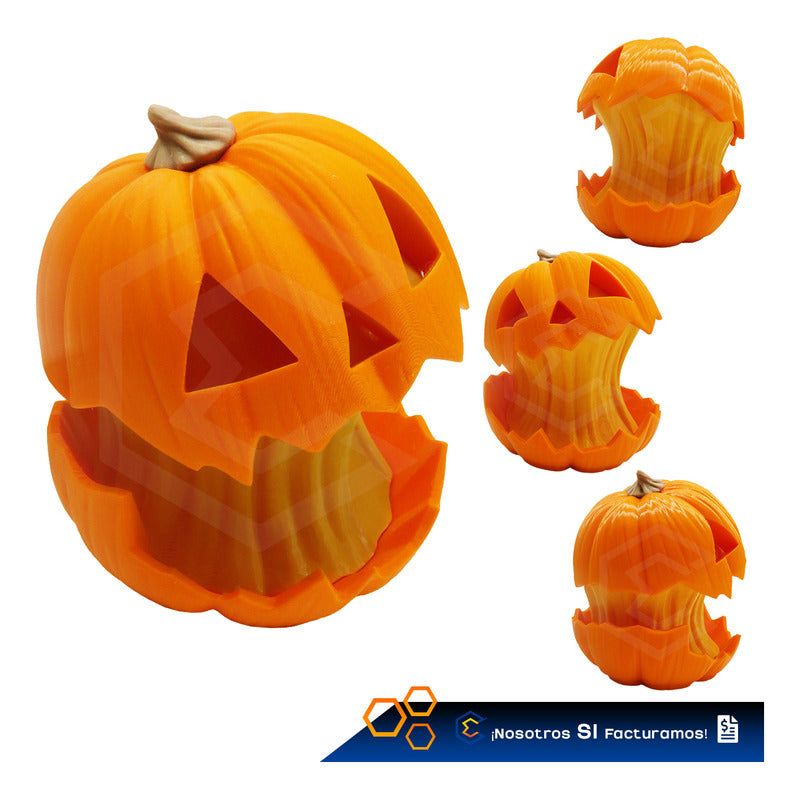 Lámpara Calabaza Luz Led Halloween Decoracion Impresión 3d Naranja
