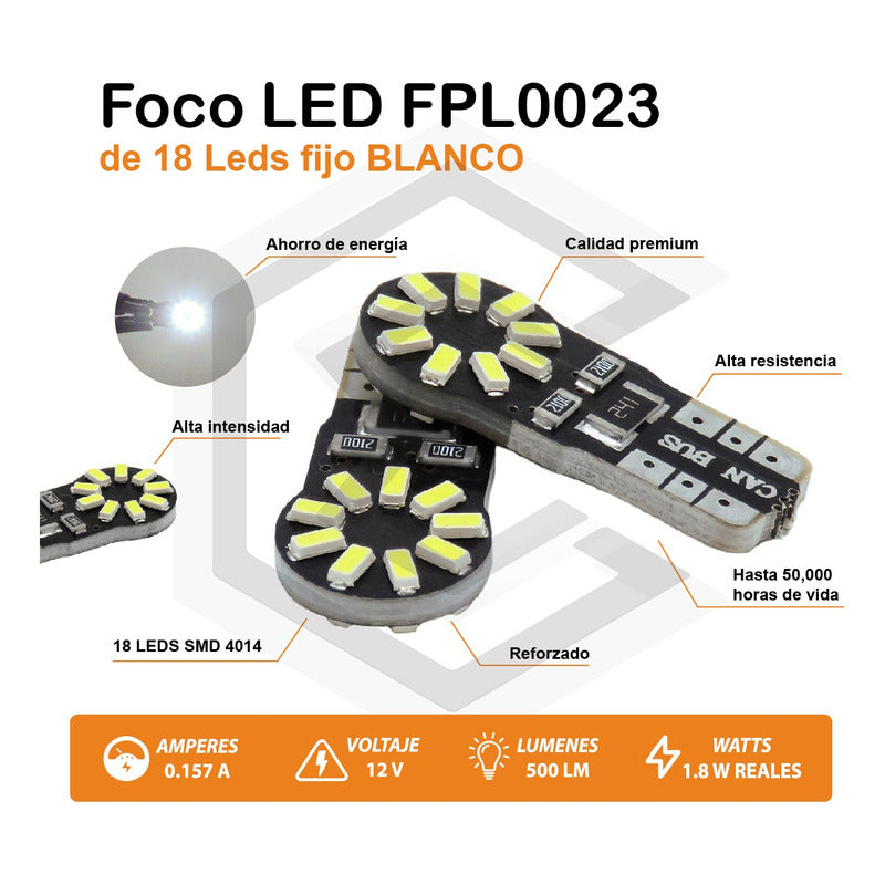 Kit 5 Par Focos De Pellizco 8 Led Canbus Alta Intensidad 12v W5w