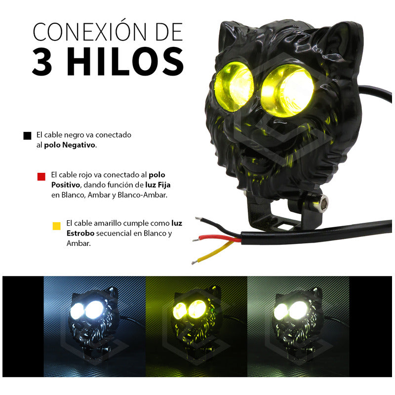 Par De Faros 6 Leds 2 Lupas Bicolor Fijo Estrobo Puma 12-24v