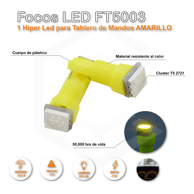 10 Focos Led Tablero De Mandos Cluster T5 2721 12v 7 Colores