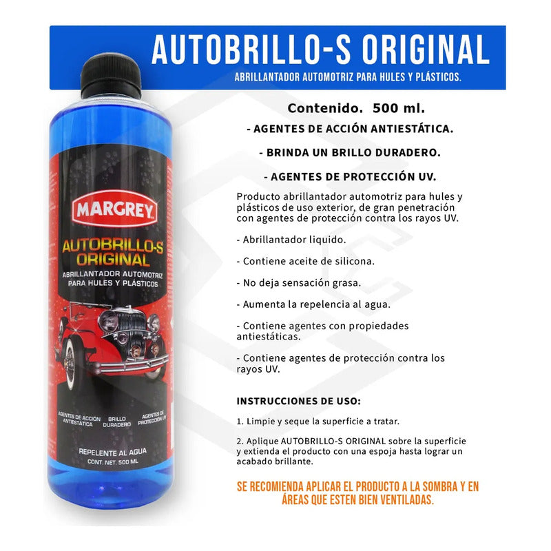 5 Autobrillo S 500ml Restaurador De Plásticos Brillo Margrey Azul