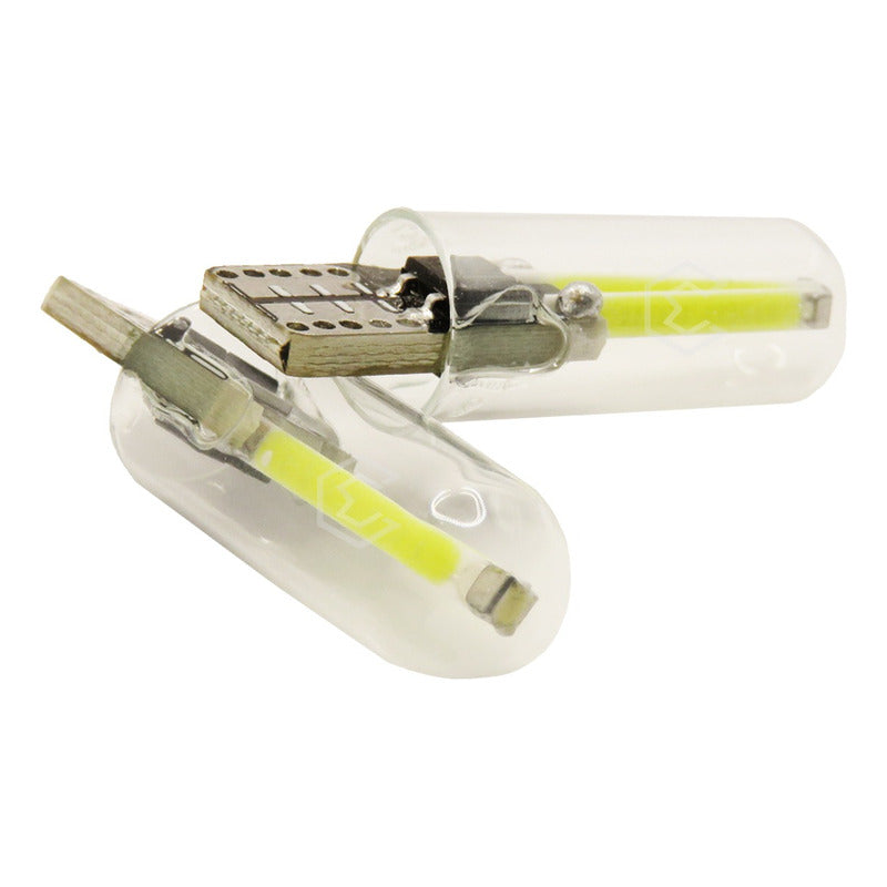 Kit 10 Foco De Pellizco Led Cob Vidrio Filamento Canbus T10
