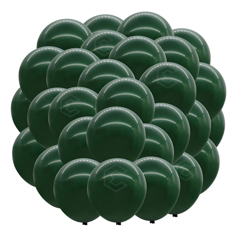 Bolsa 25 Globos Verde Oscuro Brillos #18 Fiestas Bodas Latex Verde Oscuro Brilloso