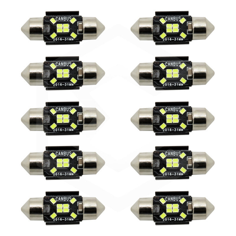 Kit 10 Focos Luz Interior 10 Leds Canbus 31mm 36mm 39mm 41mm