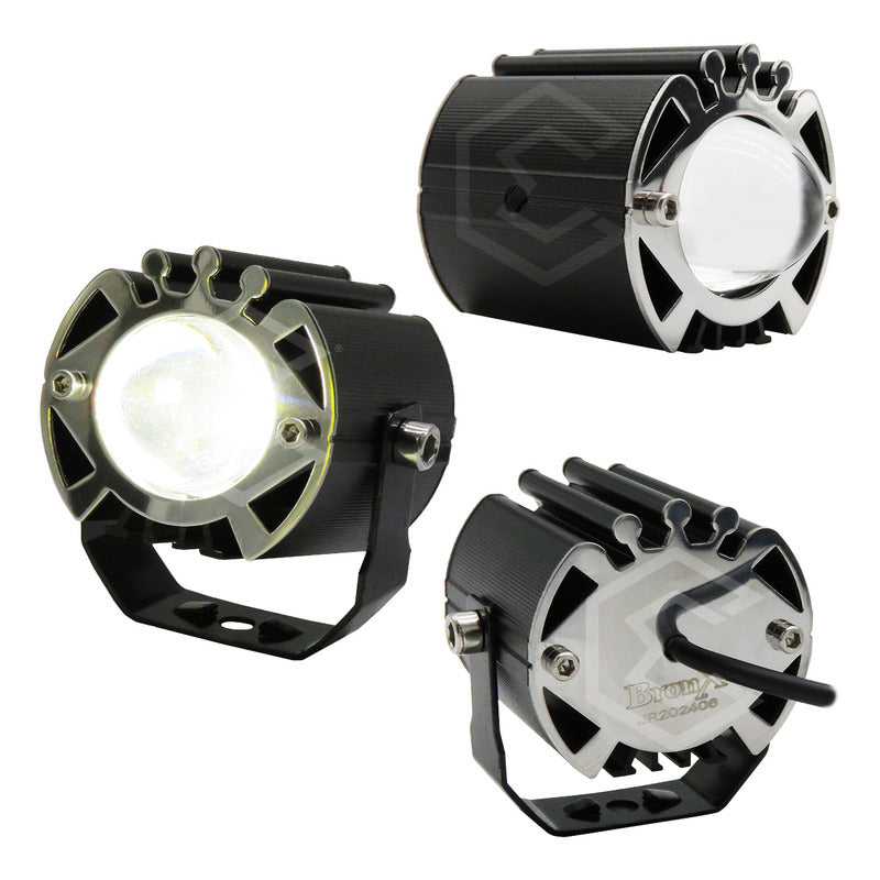 Par De Faros 12 Leds Con Lupa Ojo Demonio 5 Funciones 12-24v
