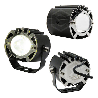 Par De Faros 12 Leds Con Lupa Ojo Demonio 5 Funciones 12-24v