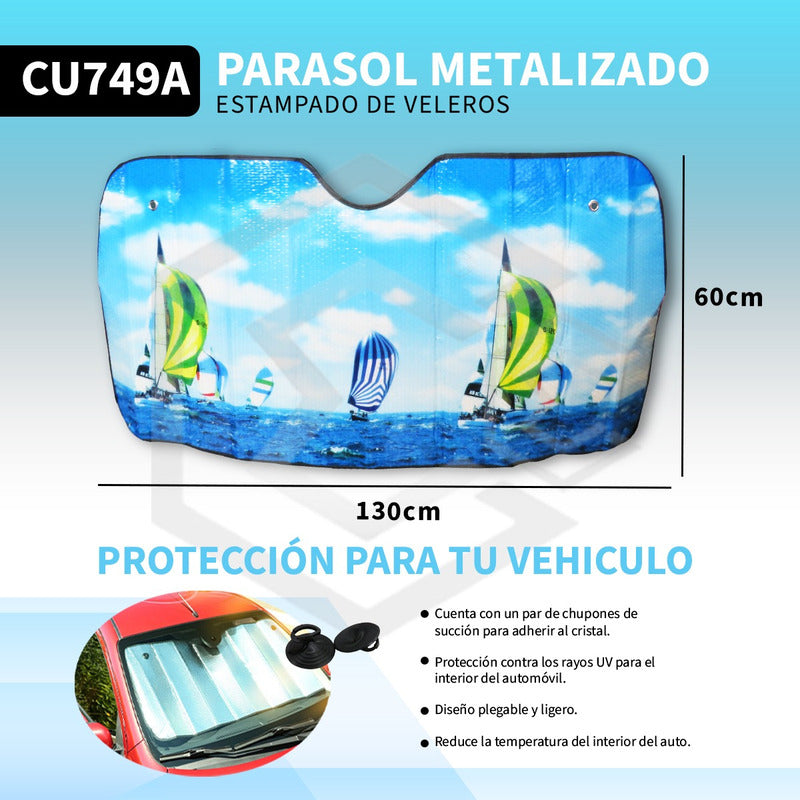 Cubresol Parasol Auto Metalizado Con Chupones Varios Modelos