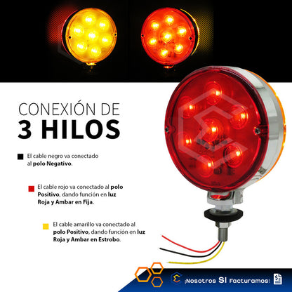 1 Plafón Direccional Redonda 14 Leds Estrobo Bicolor 12-24v