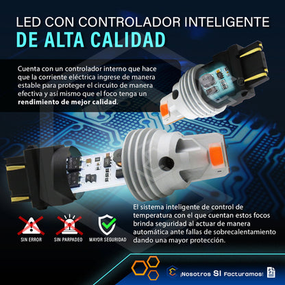 Par De Focos 3157 12 Leds Csp Canbus Fijo 10-60v 10w 1100lm
