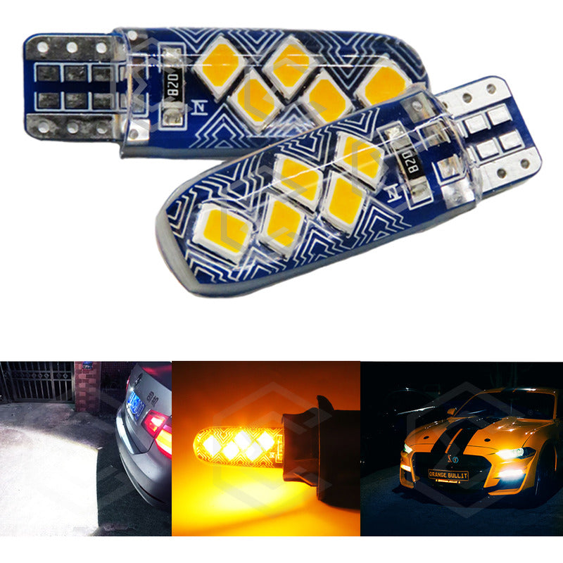 Par De Focos De Pellizco T10 10 Leds Smd Silicón Mosaico 12v