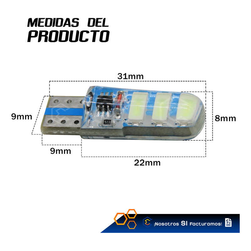 Par De Focos De Pellizco 6 Leds Smd T10 Gel Luz Estrobo 12v