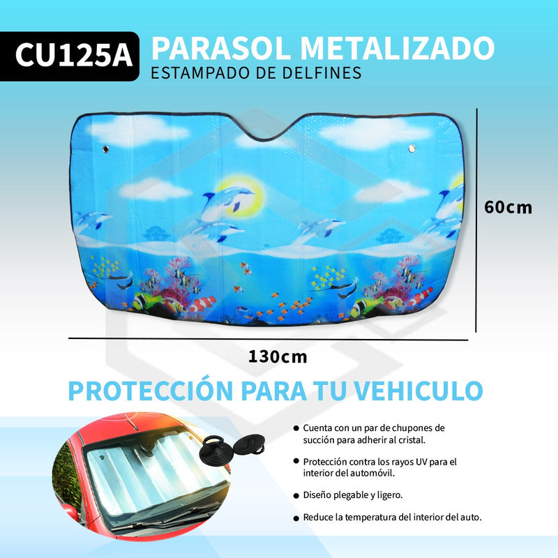 Cubresol Parasol Auto Metalizado Con Chupones Varios Modelos