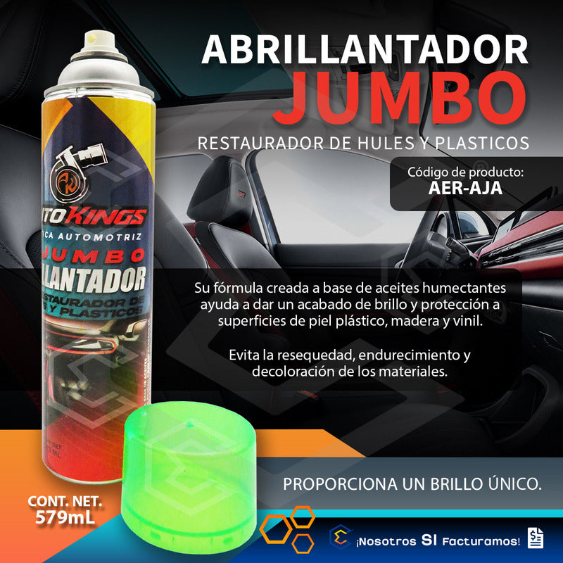 12 Abrillantador Jumbo Restaurador De Hules Plásticos 579ml Abrillantador