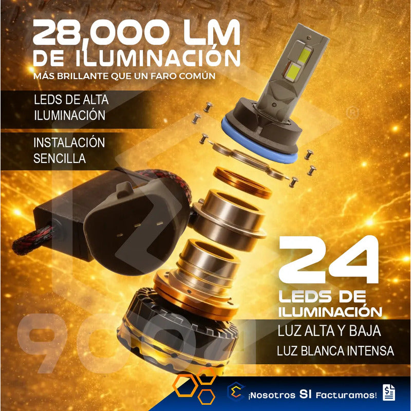 2 Focos Led 9004 Canbus Ventilador Alta Baja 28,000lm 9-36v 9004