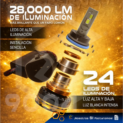 2 Focos Led 9004 Canbus Ventilador Alta Baja 28,000lm 9-36v 9004