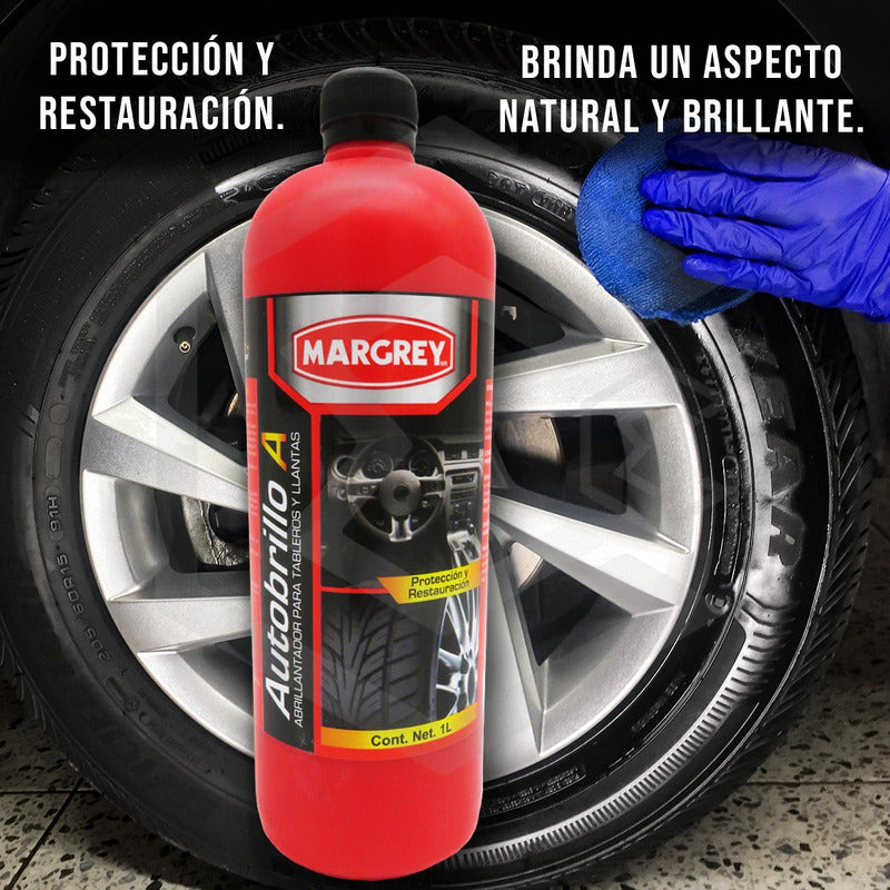 2 Autobrillo A 1l Abrillanta Protege Tablero Llanta Margrey Blanco