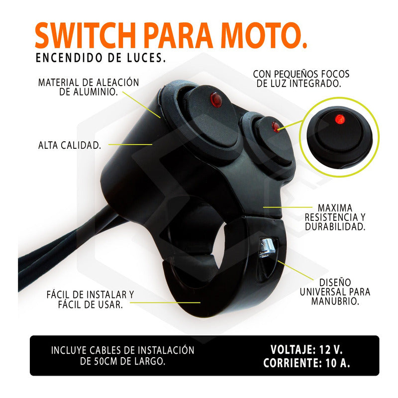 Doble Switch Interruptor Para Moto On/off C/luz Metalico