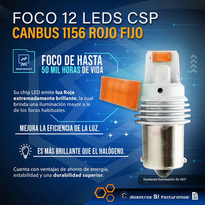 Par De Focos 1156 12 Leds Csp Canbus Fijo 10-60v 11w 1100lm