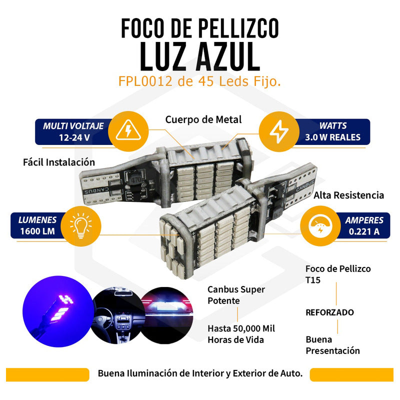 2 Foco De Pellizco Led T15 W16w T16 921 Canbus Para Reversa