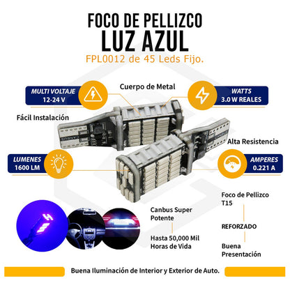 2 Foco De Pellizco Led T15 W16w T16 921 Canbus Para Reversa