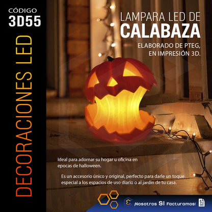 Lámpara Calabaza Luz Led Halloween Decoracion Impresión 3d Naranja
