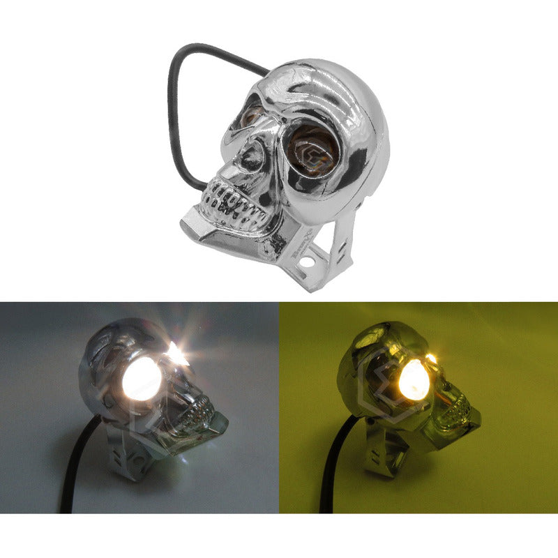 2 Faros Universal Calavera 12 Leds 3 Funciones Fijo 12-24v