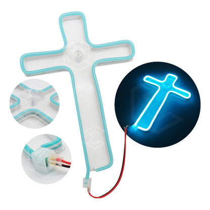 10 Figura Cruz Led Luz Neon Parabrisa Chupón Grande 26cm 12v