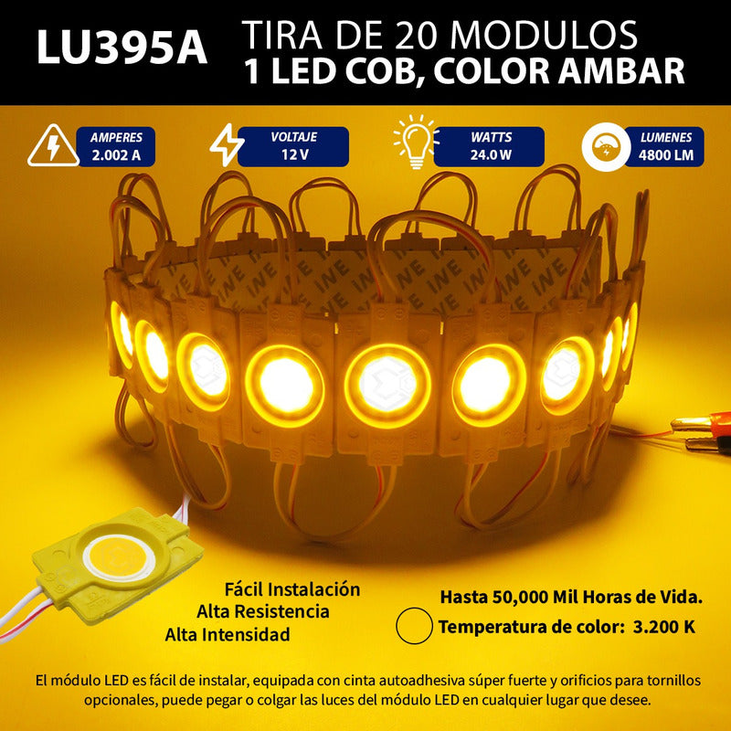 20 Módulos De 9 Led Cob Plasma Redondos Alta Intensidad 12v