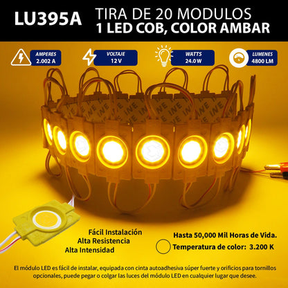 20 Módulos De 9 Led Cob Plasma Redondos Alta Intensidad 12v