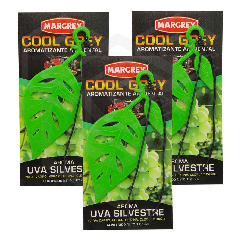Aromatizante Auto Casa Ambiental Cool Grey Hoja Margrey 3pza