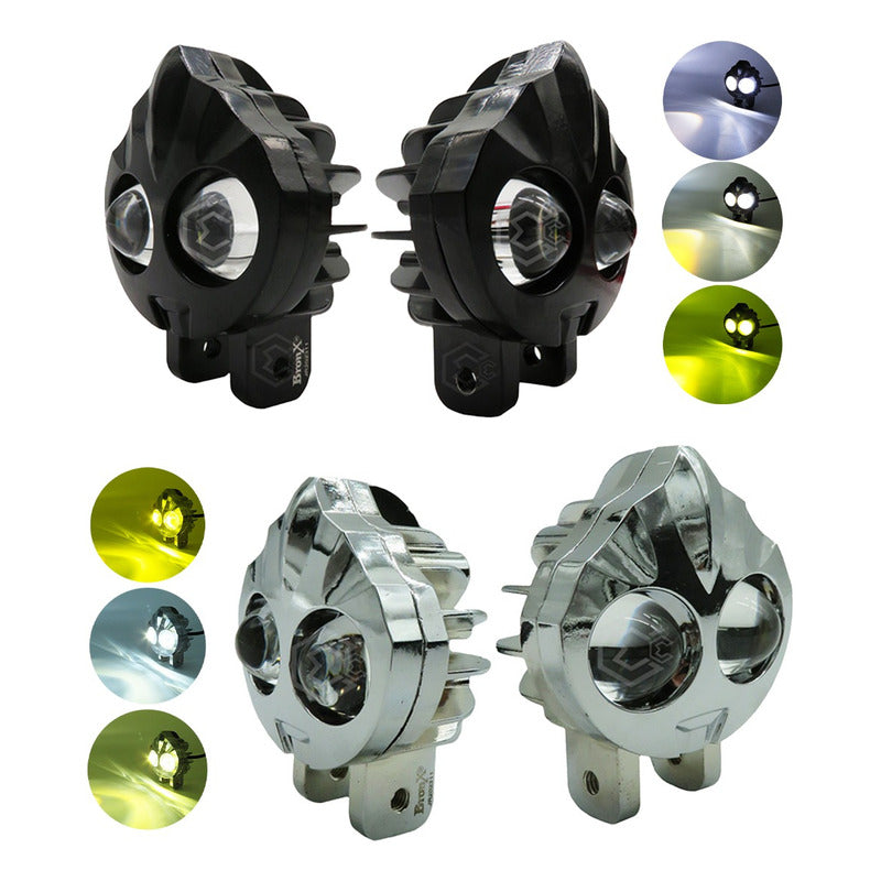 Faros Universales Cara De Flama Bicolor Fijo Estrobo 12-24v