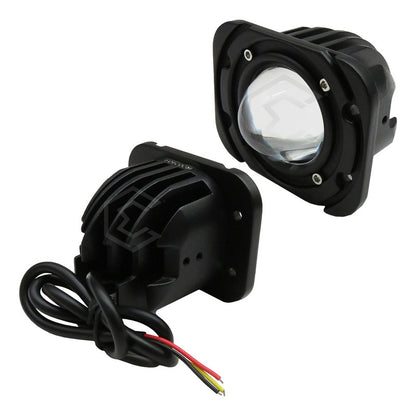 2 Faros Bicolor Cuadrado 3'' Empotrable 6 Hiperled Lupa Fijo