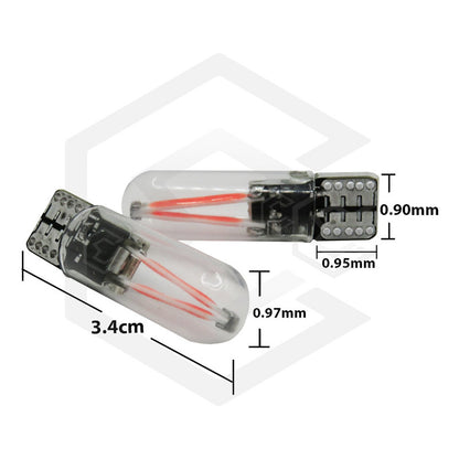 Kit 10 Foco De Pellizco Led Cob Vidrio Filamento Canbus T10