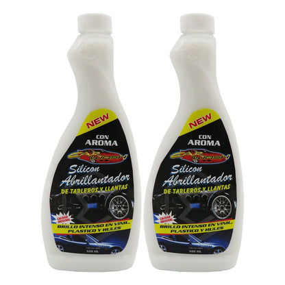 2 Silicón Abrillantador De Tableros Y Llantas Brillo Intenso Blanco
