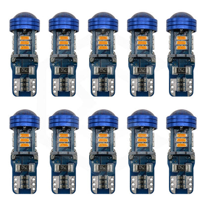 Kit 10 Focos De Pellizco T10 15 Led Canbus Con Lupa 4010 12v